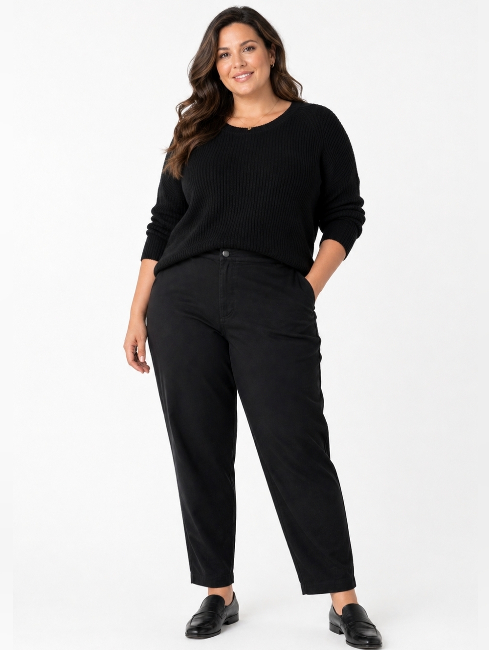 Eileen Fisher Organic Cotton Tapered Pants Black Pull-On Utility Women’s 16